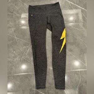 Aviator Nation Lightning Bolt Women's Leggings Pants Grey Small Active Stretch